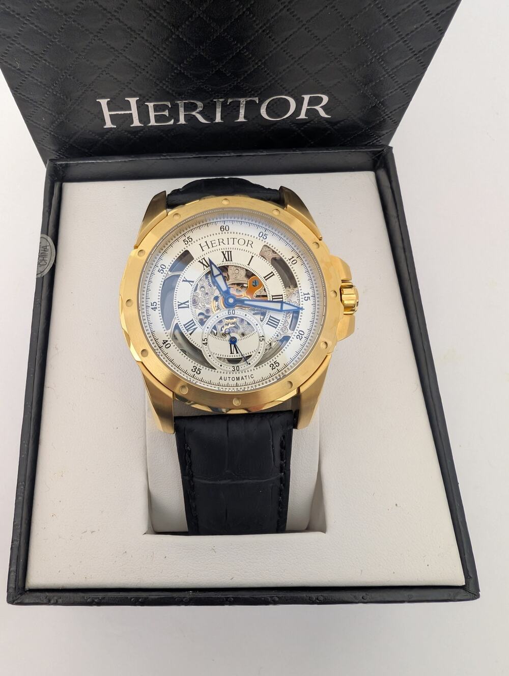 Heritor Pytheas Men's Goldtoned Automatic Skeleton Watch 22 Jewels